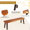 Set of 2 Solid Acacia Wood Outdoor Benches with Steel Legs, 59-In.