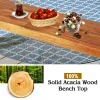 Set of 2 Solid Acacia Wood Outdoor Benches with Steel Legs, 59-In.