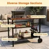 38-Inch Stainless Steel Grill Prep Table with storage, Rolling BBQ Cart with Spice Rack