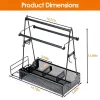 Metal Grill Utensil Caddy, BBQ Tool Organizer with Paper Towel Holders