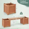 68-In. Wood Garden Planter Bench with 2 Open-Bottom Planter Boxes