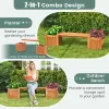 68-In. Wood Garden Planter Bench with 2 Open-Bottom Planter Boxes