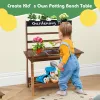 Kids' Wooden Potting Bench for Garden Fun, Dark Brown