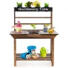 Kids' Wooden Potting Bench for Garden Fun, Dark Brown