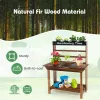 Kids' Wooden Potting Bench for Garden Fun, Dark Brown