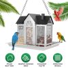 Metal Hanging Bird Feeder House, Classic Barn-Style Iron Bird Feeder with Seed Window