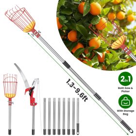 2-in-1 Pole Saw & Fruit Picker, Extendable Stainless Steel Pole (Type: 10.9FT)