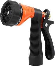 Heavy-Duty Zinc Alloy Garden Hose Spray Nozzle with 6 Adjustable Spray Patterns (Color: Orange)