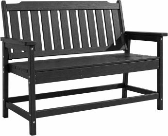 47-In. 2-Person HDPE Outdoor Bench for Patio, Porch & Garden (Color: Black)