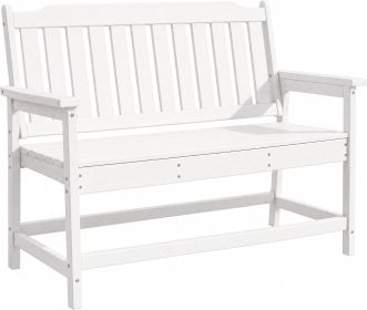 47-In. 2-Person HDPE Outdoor Bench for Patio, Porch & Garden (Color: White)
