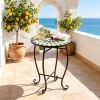 14-In. Floral Clover Mosaic Patio Accent Table, Outdoor Side Table & Plant Stand