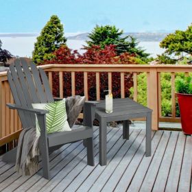 Acacia Wood Adirondack Chair for Patio, Garden & Porch (Color: Gray)