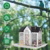 Metal Hanging Bird Feeder House, Classic Barn-Style Iron Bird Feeder with Seed Window