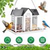 Metal Hanging Bird Feeder House, Classic Barn-Style Iron Bird Feeder with Seed Window