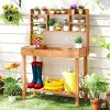 60-In. Wood Garden Potting Bench with Flip-Up Top & Hutch Storage, Natural/Brown