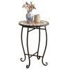 14-In. Floral Clover Mosaic Patio Accent Table, Outdoor Side Table & Plant Stand