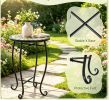 14-In. Floral Clover Mosaic Patio Accent Table, Outdoor Side Table & Plant Stand