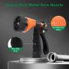 Heavy-Duty Zinc Alloy Garden Hose Spray Nozzle with 6 Adjustable Spray Patterns