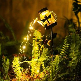 Solar Watering Can Garden Stake with Cascading Fairy Lights (Style: Dragonfly)