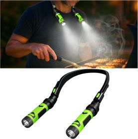 Grill & BBQ Light with Detachable Light Heads, LED Neck Light, Rechargeable Hands-Free (Color: Green)
