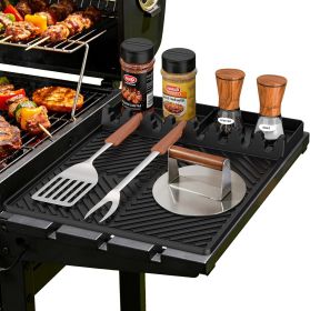 16 x 11.5-Inch Silicone Grill Mat, BBQ Tool & Condiment Organizer (Color: Black)