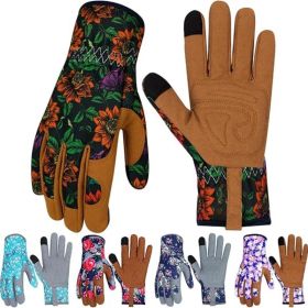 Women's Leather Gardening Gloves, Thorn Resistant, Touchscreen, Medium (Color: Colorful - 2)