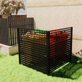 W48'' x H47.3'' x 2 Panels Metal Privacy Screen, Outdoor Privacy Panels, Trash Can Enclosure, Air Conditioner Fence, Pool Equipment Enclosure (Color: Black)