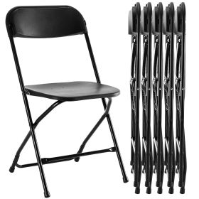 Set of Folding Chairs, Padded Plastic Portable Stackable Chair for Events & Weddings (size: Black/6-Pack)