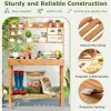 60-In. Wood Garden Potting Bench with Flip-Up Top & Hutch Storage, Natural/Brown