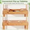 60-In. Wood Garden Potting Bench with Flip-Up Top & Hutch Storage, Natural/Brown