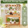 60-In. Wood Garden Potting Bench with Flip-Up Top & Hutch Storage, Natural/Brown