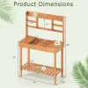 60-In. Wood Garden Potting Bench with Flip-Up Top & Hutch Storage, Natural/Brown