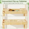 60-In. Wood Garden Potting Bench with Flip-Up Top & Hutch Storage, Natural/Brown