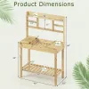 60-In. Wood Garden Potting Bench with Flip-Up Top & Hutch Storage, Natural/Brown